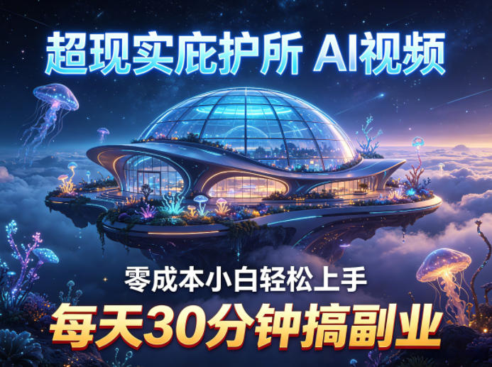 超现实庇护所AI视频项目拆解，零成本小白轻松上手，每天30分钟搞副业-蜗牛学社