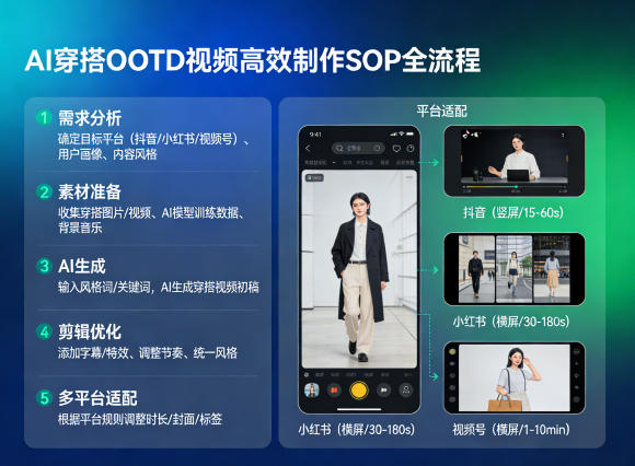 AI穿搭OOTD视频高效制作SOP全流程，适配抖音小红书视频号全平台-蜗牛学社