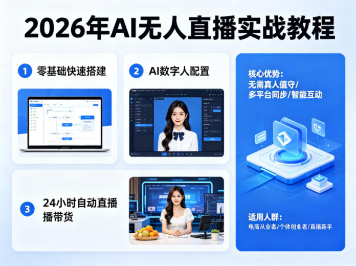 2026年AI无人直播实战教程，零基础也能快速搭建AI数字人无人直播间，实现24小时自动直播带货-蜗牛学社