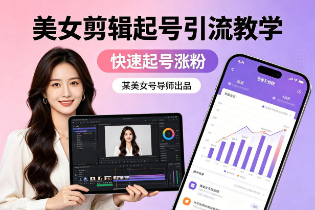 某美女号导师出品:美女剪辑起号引流教学,快速起号涨粉-蜗牛学社