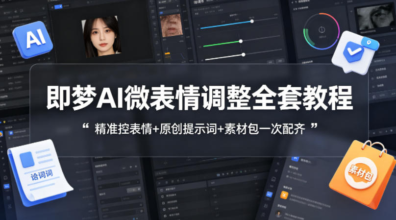 即梦AI微表情调整全套教程，精准控表情+原创提示词+素材包一次配齐-蜗牛学社