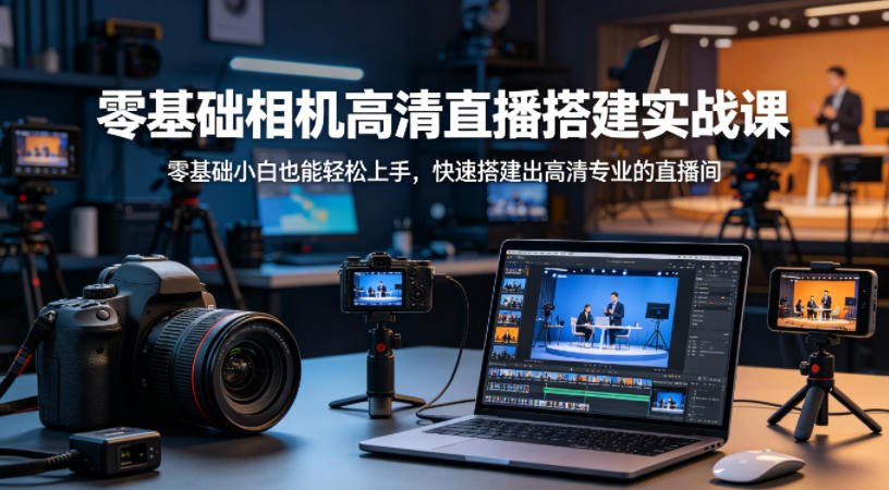 零基础相机高清直播间搭建实战课,小白也能轻松上手,快速搭建出高清专业的直播间-蜗牛学社
