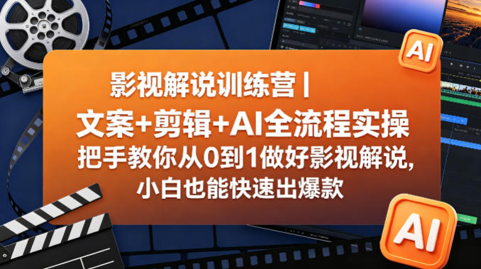 影视解说训练营｜文案+剪辑+AI全流程实操，把手教你从0到1做好影视解说，小白也能快速出爆款-蜗牛学社