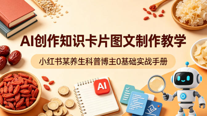 AI创作知识卡片图文制作教学，小红书某养生科普博主0基础实战手册-蜗牛学社