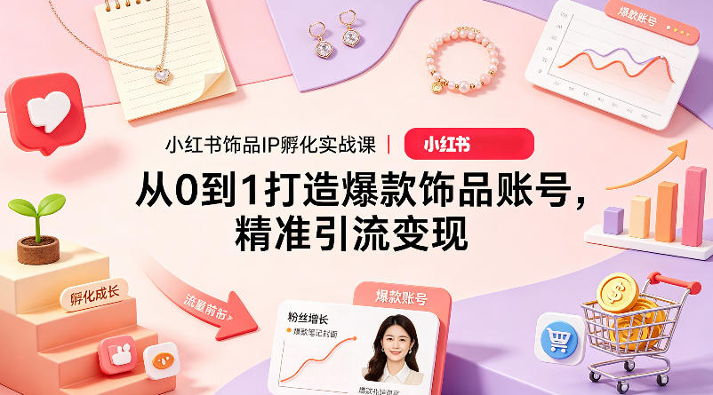 小红书饰品IP孵化实战课｜从0到1打造爆款饰品账号，精准引流变现-蜗牛学社