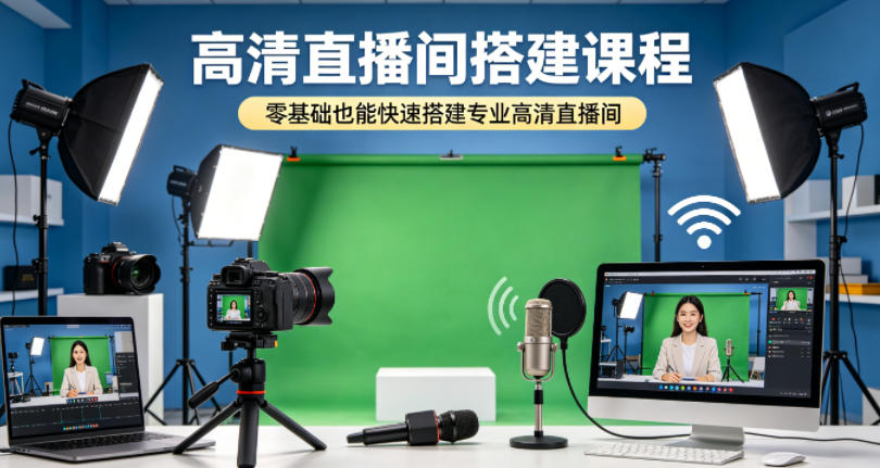 高清直播间搭建课程，零基础也能快速搭建专业高清直播间-蜗牛学社