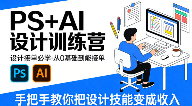 设计接单必学，PS+AI设计训练营，从0基础到能接单，手把手教你把设计技能变成收入-蜗牛学社