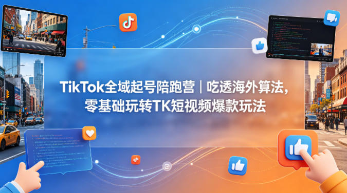 TikTok全域起号陪跑营｜吃透海外算法，零基础玩转TK短视频爆款玩法-蜗牛学社