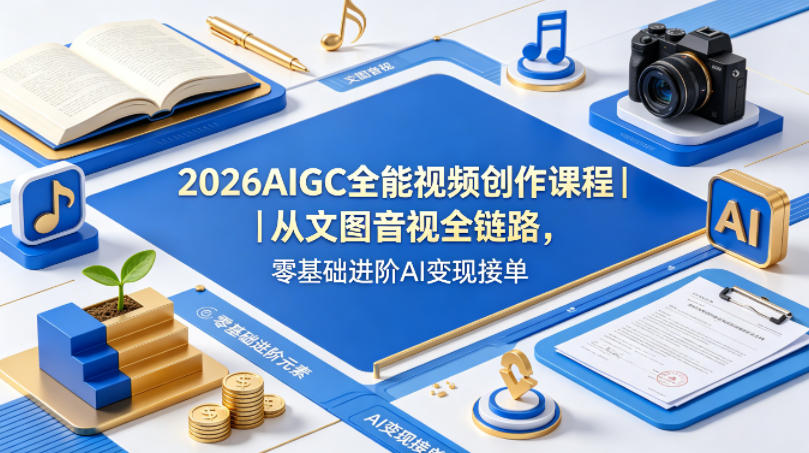2026AIGC全能视频创作课程｜从文图音视全链路，零基础进阶AI变现接单-蜗牛学社