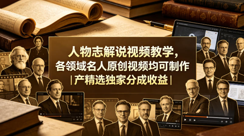 人物志解说视频教学，各领域名人原创视频均可制作丨精选独家分成收益（更新0430）-蜗牛学社