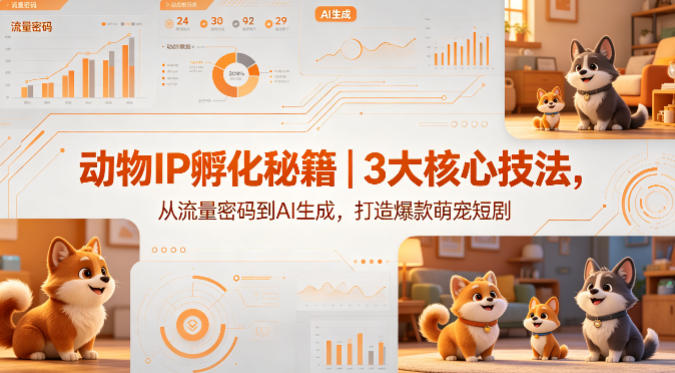 动物IP孵化秘籍｜3大核心技法，从流量密码到AI生成，打造爆款萌宠短剧-蜗牛学社