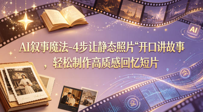 AI叙事魔法-4步让静态照片“开口讲故事”，轻松制作高质感回忆短片-蜗牛学社