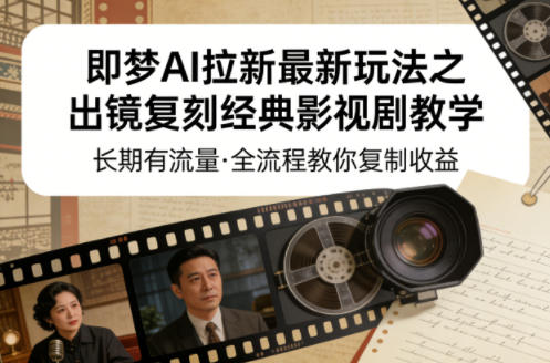 即梦AI拉新最新玩法之出镜复刻经典影视剧教学,长期有流量,全流程教你复制收益-蜗牛学社