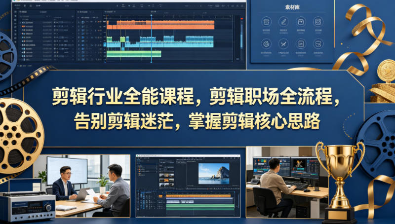 剪辑行业全能课程，剪辑职场全流程，告别剪辑迷茫，掌握剪辑核心思路-蜗牛学社