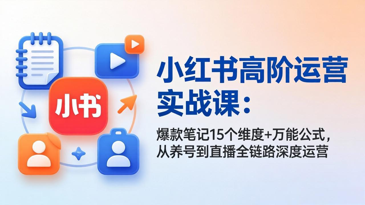 小红书高阶运营实战课：爆款笔记15个维度+万能公式，从养号到直播全链路深度运营-蜗牛学社