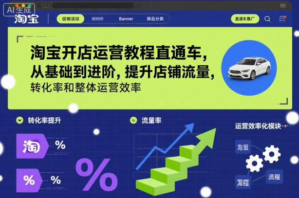 淘宝开店运营教程直通车，从基础到进阶，提升店铺流量，转化率和整体运营效率(更新26年4月10日)-蜗牛学社