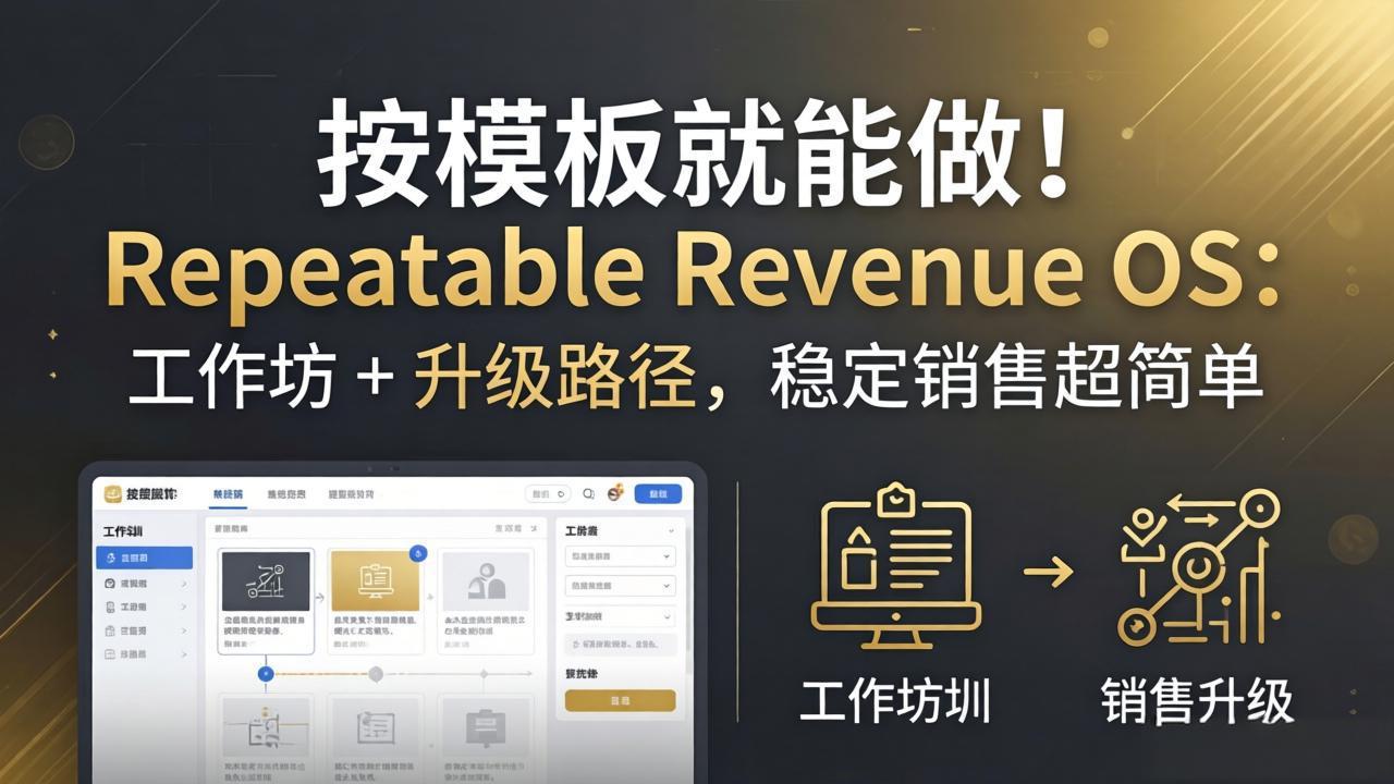 按模板就能做！Repeatable Revenue OS：工作坊 + 升级路径，稳定销售超简单-蜗牛学社