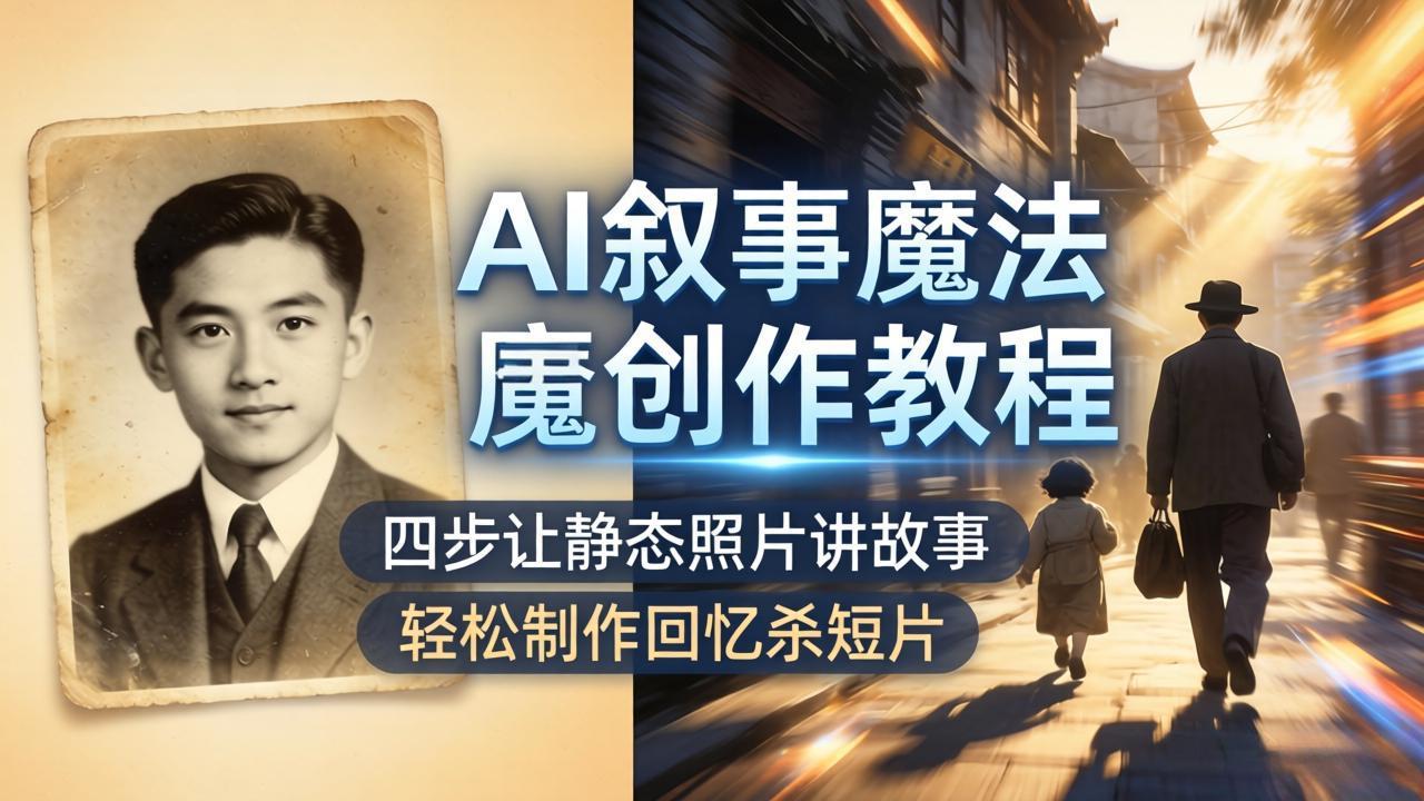 AI叙事魔法创作教程，四步让静态照片讲故事，老照片修复加动态特效，轻松制作回忆杀短片-蜗牛学社