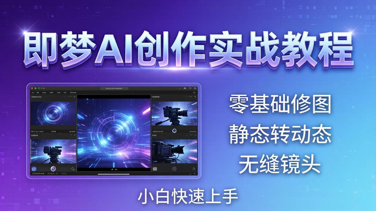 即梦AI创作实战教程，从零基础修图到AI导演，实战教学静态转动态+无缝镜头，小白快速上手-蜗牛学社