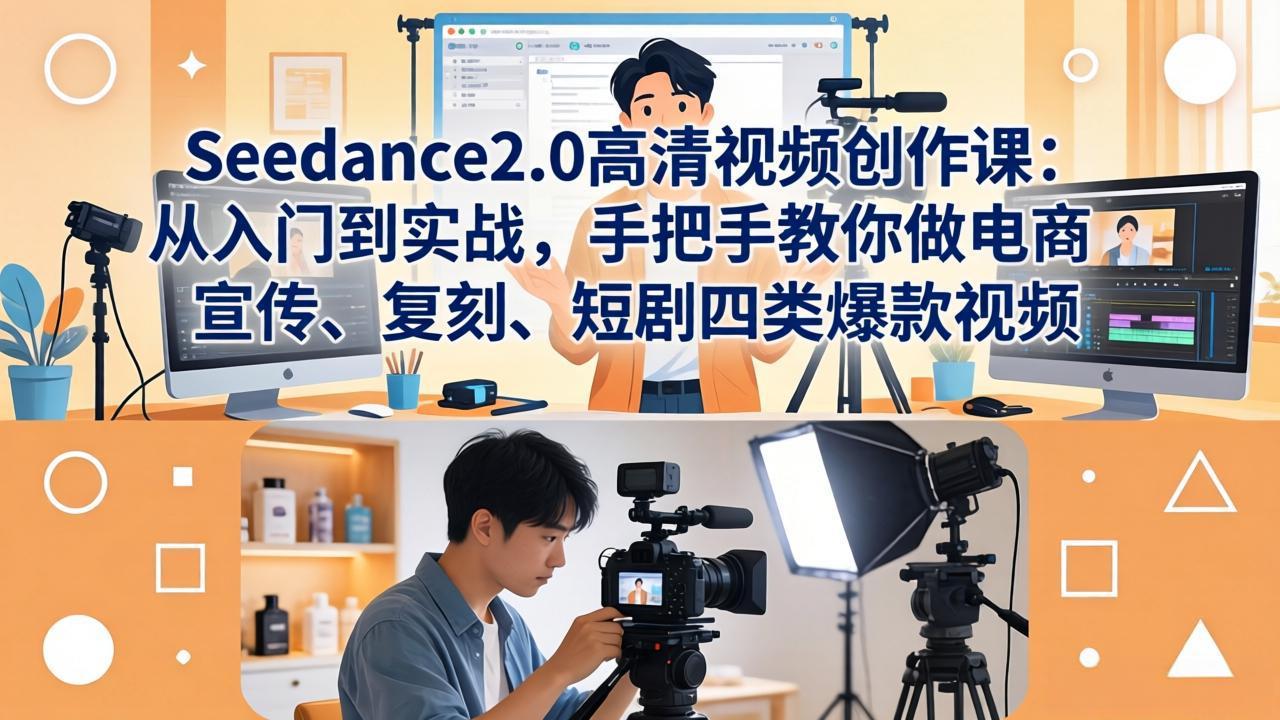 Seedance2.0高清视频创作课:从入门到实战,手把手教你做电商、宣传、复刻、短剧四类爆款视频-蜗牛学社
