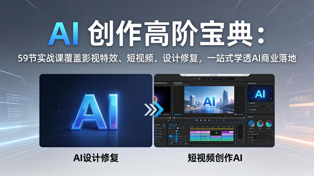 AI 创作高阶宝典：59节实战课覆盖影视特效、短视频、设计修复，一站式学透AI商业落地-蜗牛学社