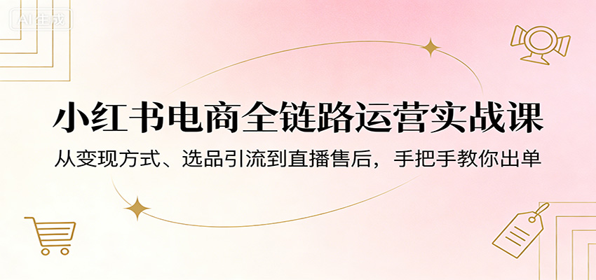 小红书电商全链路运营实战课：从变现方式、选品引流到直播售后，手把手教你出单-蜗牛学社