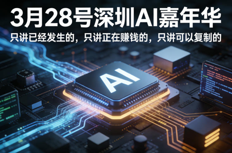 3月28号深圳AI嘉年华，只讲已经发生的，只讲正在賺钱的，只讲可以复制的-蜗牛学社