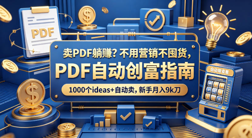 卖PDF躺賺？不用营销不囤货，PDF自动创富指南，1000个ideas+自动卖，新手月入9k刀【原创双语字幕】-蜗牛学社