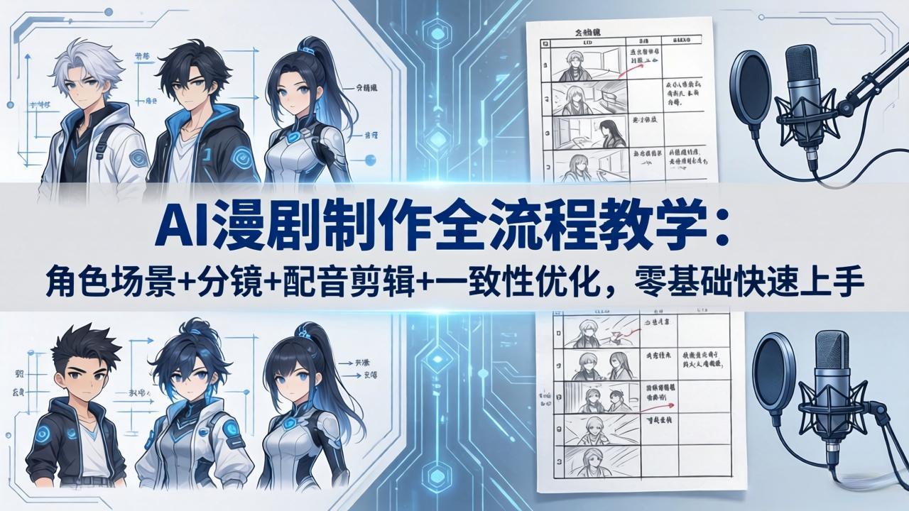 AI漫剧制作全流程教学：角色场景+分镜+配音剪辑+一致性优化，零基础快速上手-蜗牛学社