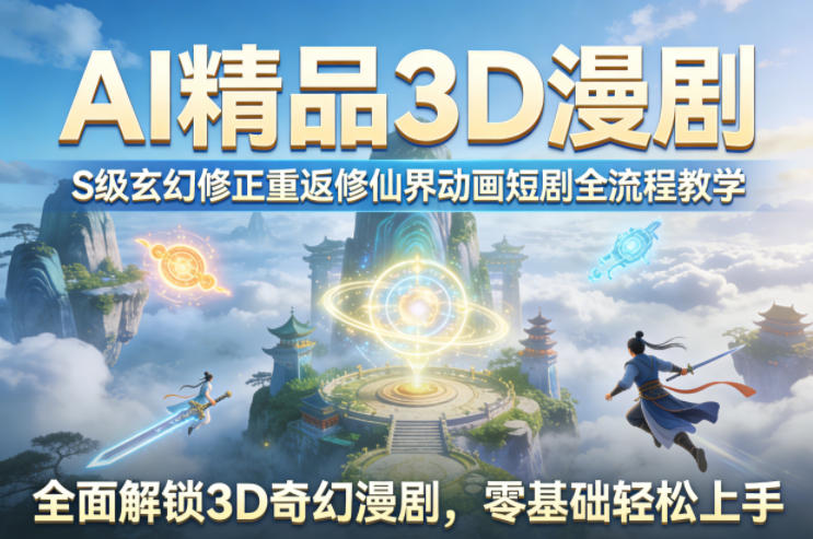 AI精品3D漫剧S级玄幻修正重返修仙界动画短剧全流程教学,全面解锁3D奇幻漫剧,零基础轻松上手-蜗牛学社
