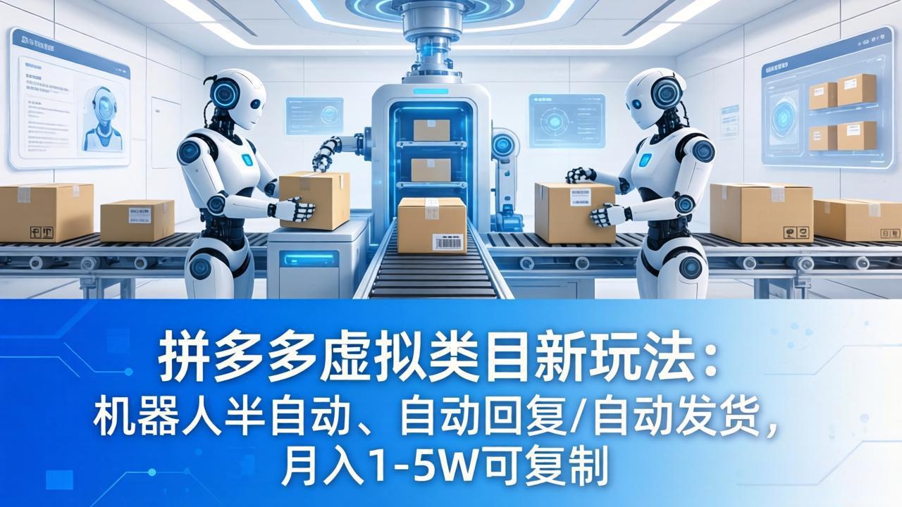 拼多多虚拟类目新玩法:机器人半自动、自动回复 /自动发货,月入 1-5W 可复制-蜗牛学社