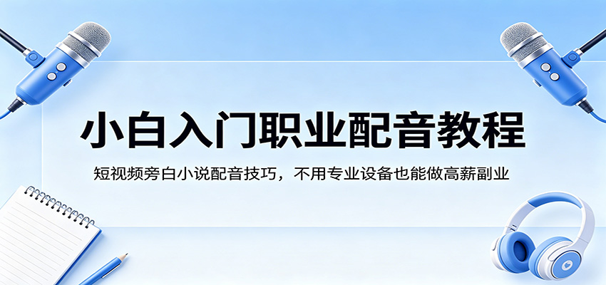 小白入门职业配音教程，短视频旁白小说配音技巧，不用专业设备也能做高薪副业-蜗牛学社