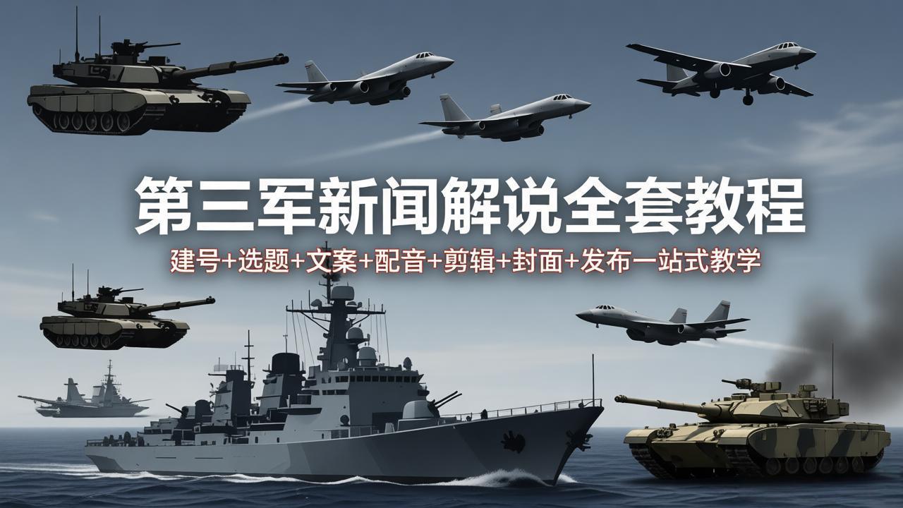 第三军迷新闻解说全套教程：建号+选题+文案+配音+剪辑+封面+发布一站式教学-蜗牛学社
