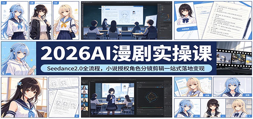 2026AI漫剧实操课：Seedance2.0全流程，小说授权角色分镜剪辑一站式落地变现-蜗牛学社