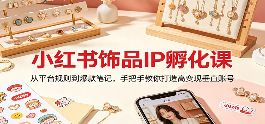 小红书饰品IP孵化课：从平台规则到爆款笔记，手把手教你打造高变现垂直账号-蜗牛学社