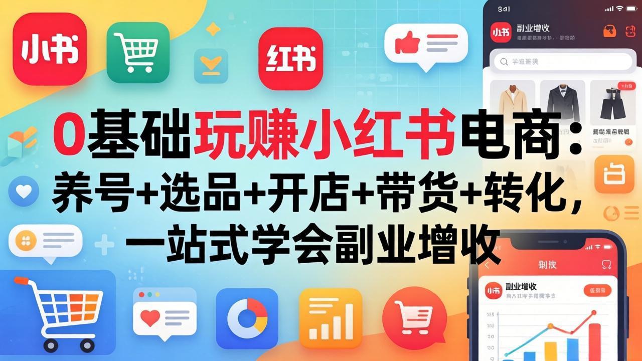 0基础玩赚小红书电商:养号+选品+开店+带货+转化,一站式学会副业增收-蜗牛学社