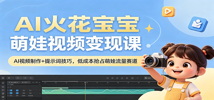 AI火花宝宝萌娃视频变现课：AI视频制作+提示词技巧，低成本抢占萌娃流量赛道-蜗牛学社