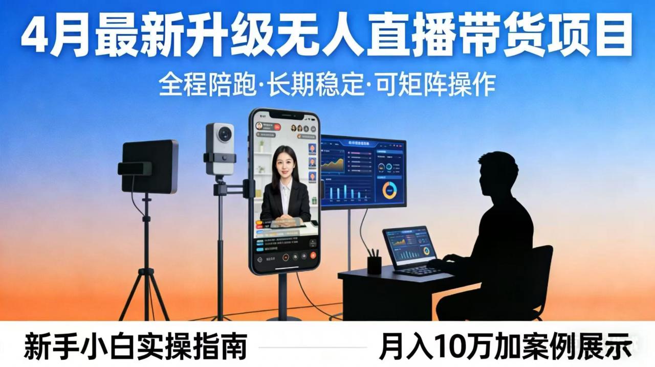 4月最新升级 无人直播 带货 全程陪跑  长期稳定 可矩阵  每天半小时新手小白实操月入 十万-蜗牛学社