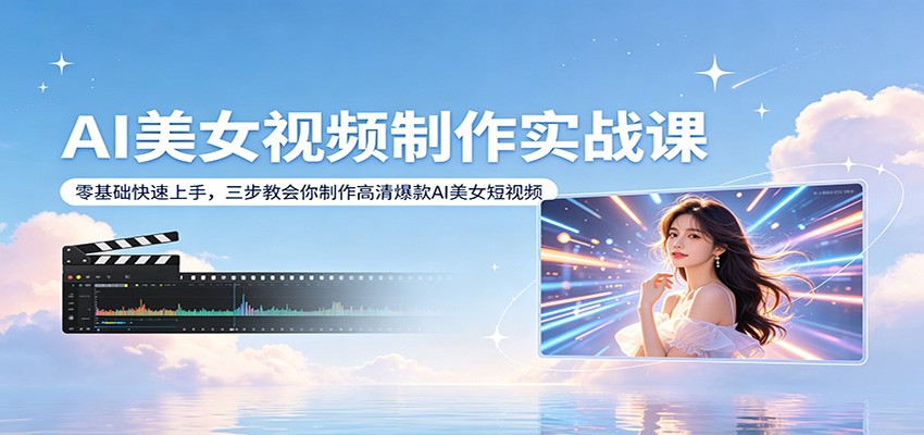 AI美女视频制作实战课：零基础快速上手，三步教会你制作高清爆款AI美女短视频-蜗牛学社