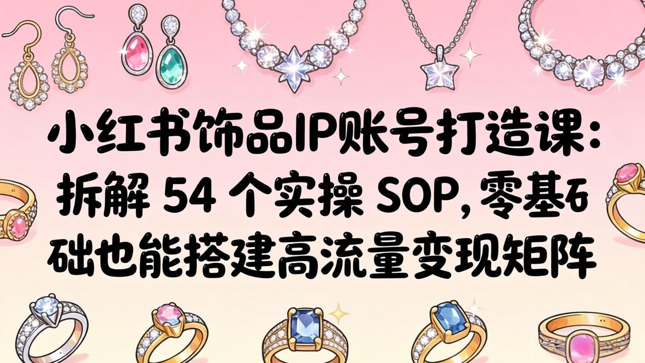 小红书饰品IP账号打造课：拆解 54 个实操 SOP，零基础也能搭建高流量变现矩阵-蜗牛学社