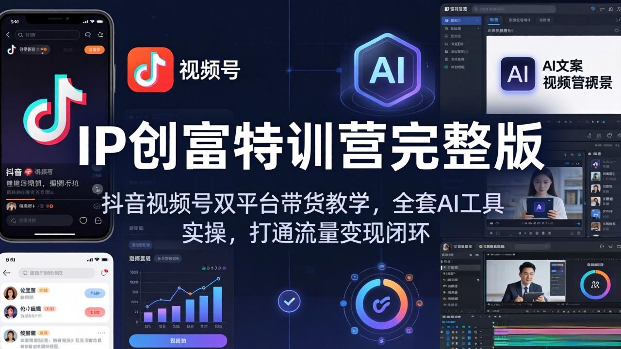 IP创富特训营完整版：抖音视频号双平台带货教学，全套AI工具实操，打通流量变现闭环-蜗牛学社