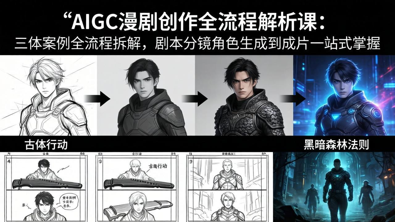 AIGC漫剧创作全流程解析课:三体案例全流程拆解,剧本分镜角色生成到成片一站式掌握-蜗牛学社