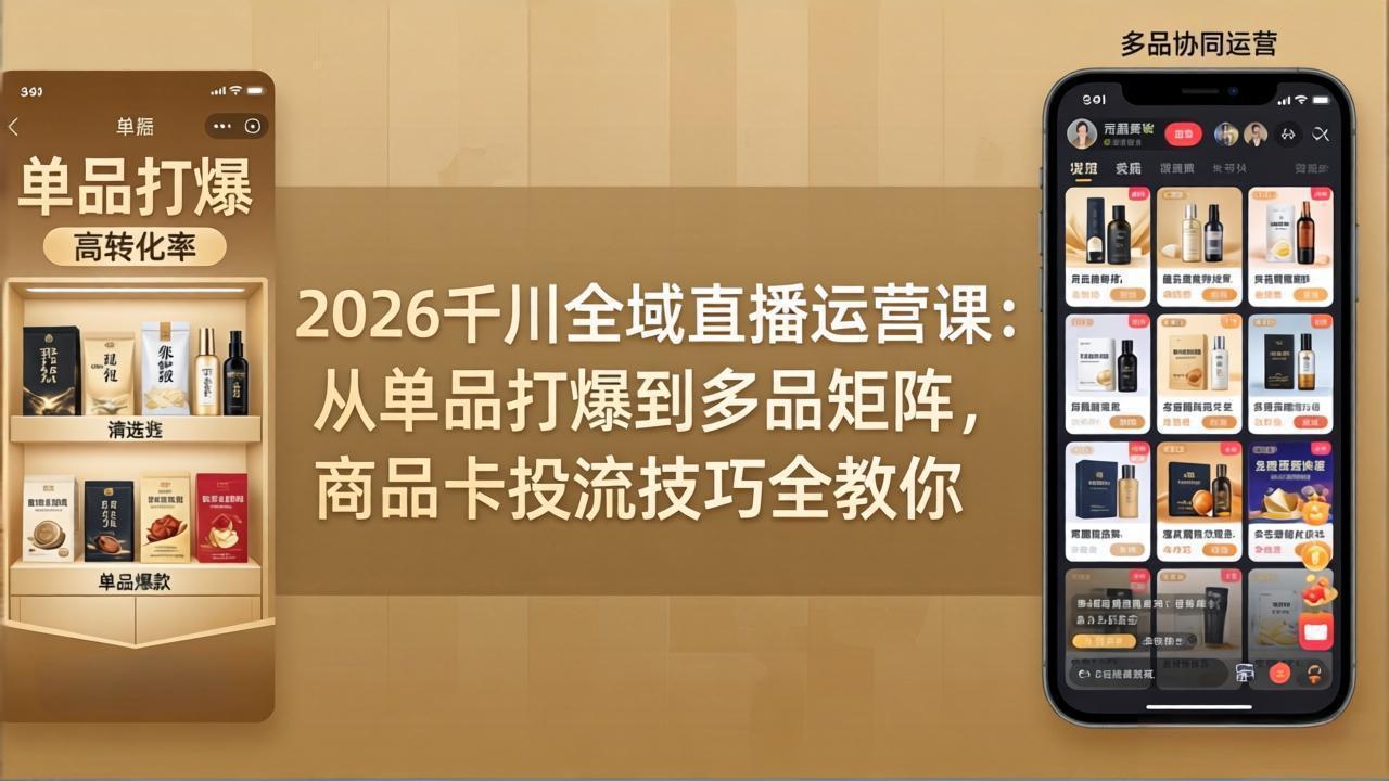 2026千川全域直播运营课：从单品打爆到多品矩阵，商品卡投流技巧全教你-蜗牛学社