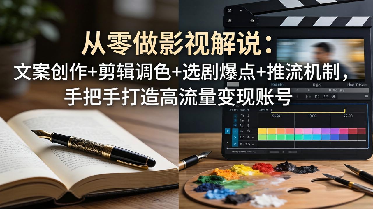 从零做影视解说:文案创作+剪辑调色+选剧爆点+推流机制,手把手打造高流量变现账号-蜗牛学社