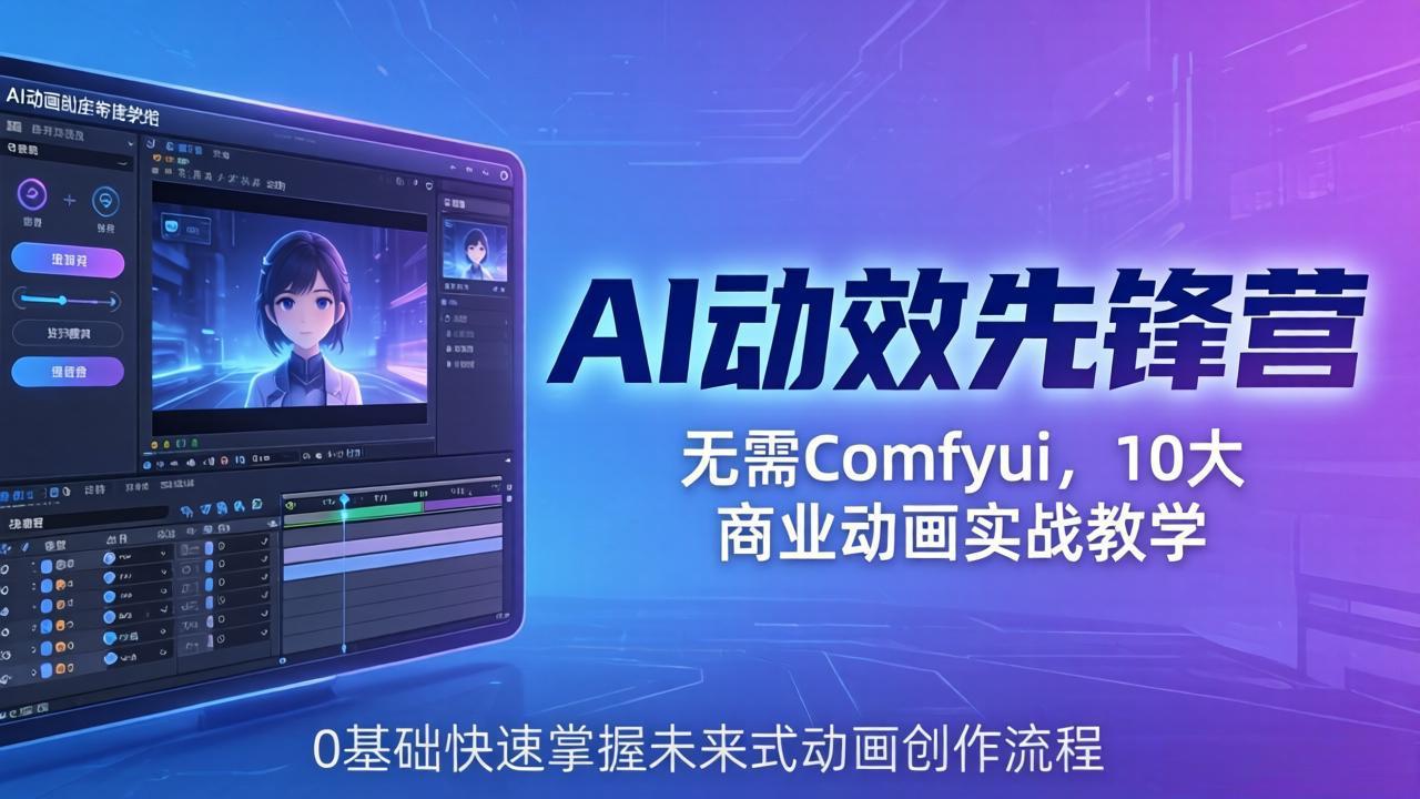 AI 动效先锋营：无需Comfyui，10大商业动画实战教学，0基础快速掌握未来式动画创作流程-蜗牛学社