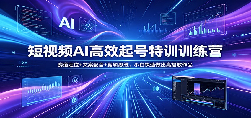 短视频AI高效起号特训训练营：赛道定位+文案配音+剪辑思维，小白快速做出高播放作品-蜗牛学社