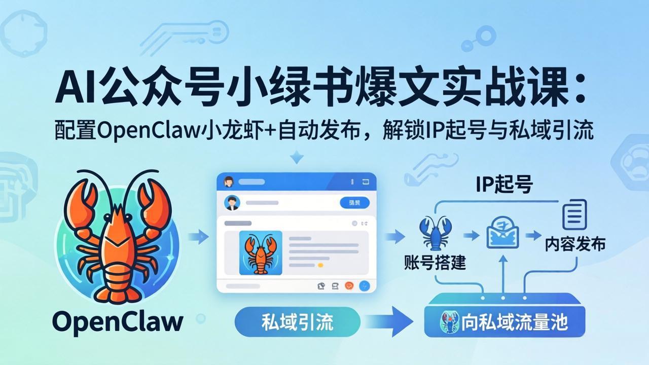 AI公众号小绿书变现实战课：小绿书爆文写作+OpenClaw自动发布，解锁IP起号与私域引流-蜗牛学社