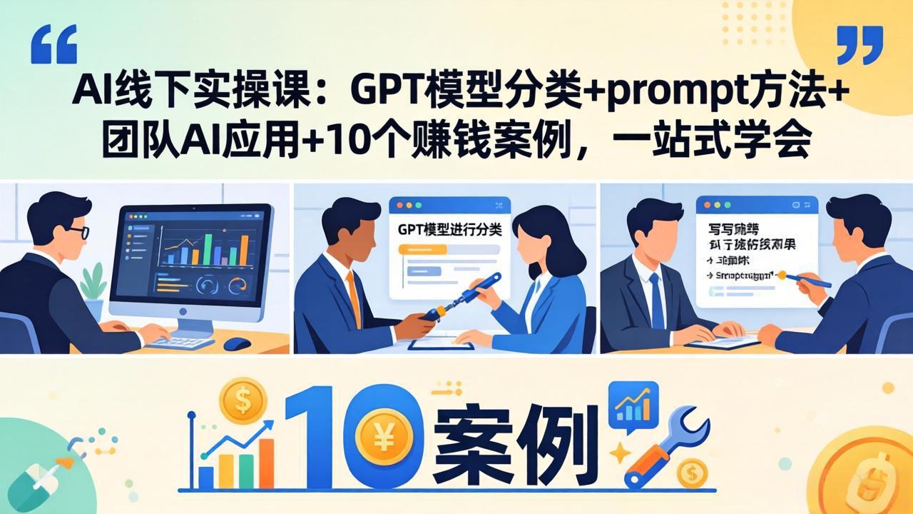 AI线下实操课:GPT模型分类+prompt方法+团队AI应用+10个赚钱案例,一站式学会-蜗牛学社