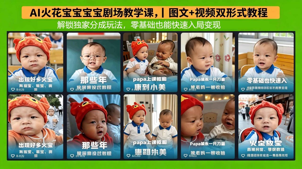 AI火花宝宝宝宝剧场教学课，图文+视频双形式教程，解锁独家分成玩法，零基础也能快速入局变现-蜗牛学社