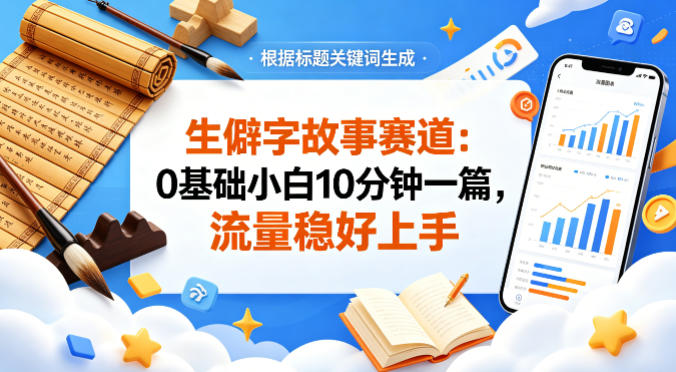 公众号流量主——生僻字故事赛道，流量稳，好上手，0基础小白也能10分钟一篇-蜗牛学社